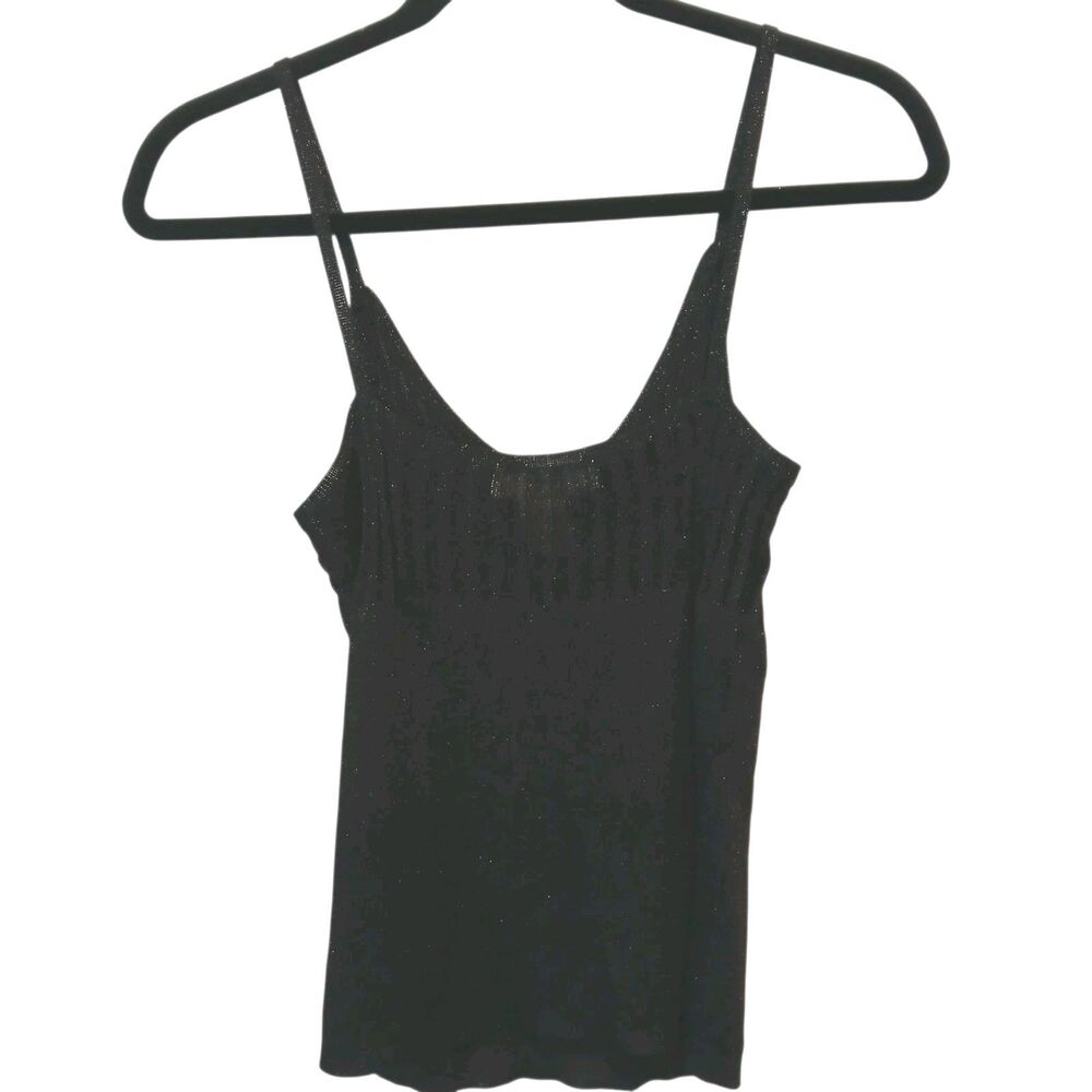 MICHAEL Michael KORS Black Metallic Knit Tank Top Women's Sleeveless PM NEW - Picture 2 of 8
